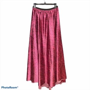 Tucci Pink & Black Leopard Print Satin-like Skirt